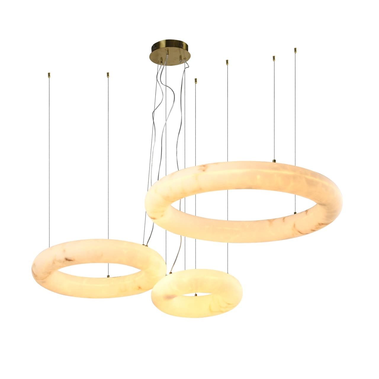 Hanglamp Thalora wit - set van 3 ringen ijzer en resin