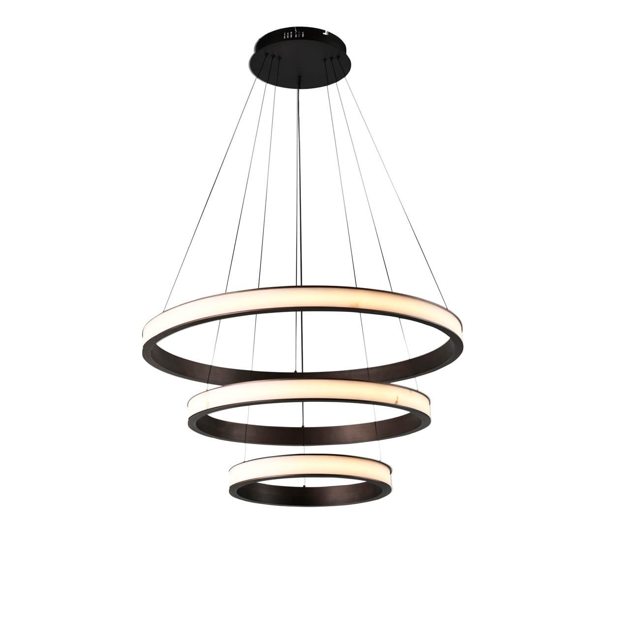 Hanglamp Aurevia 3 ringen brass antique ijzer en resin 80 cm