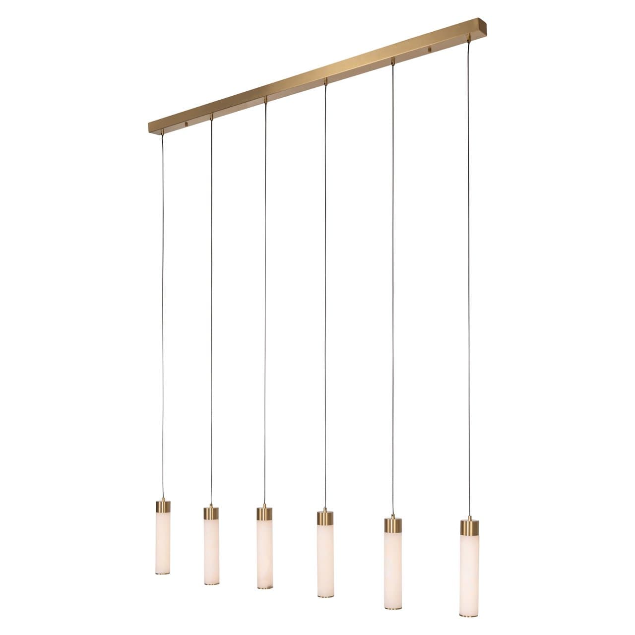 Hanglamp Elaris wit albast 6 pendels ijzer goud 150 cm