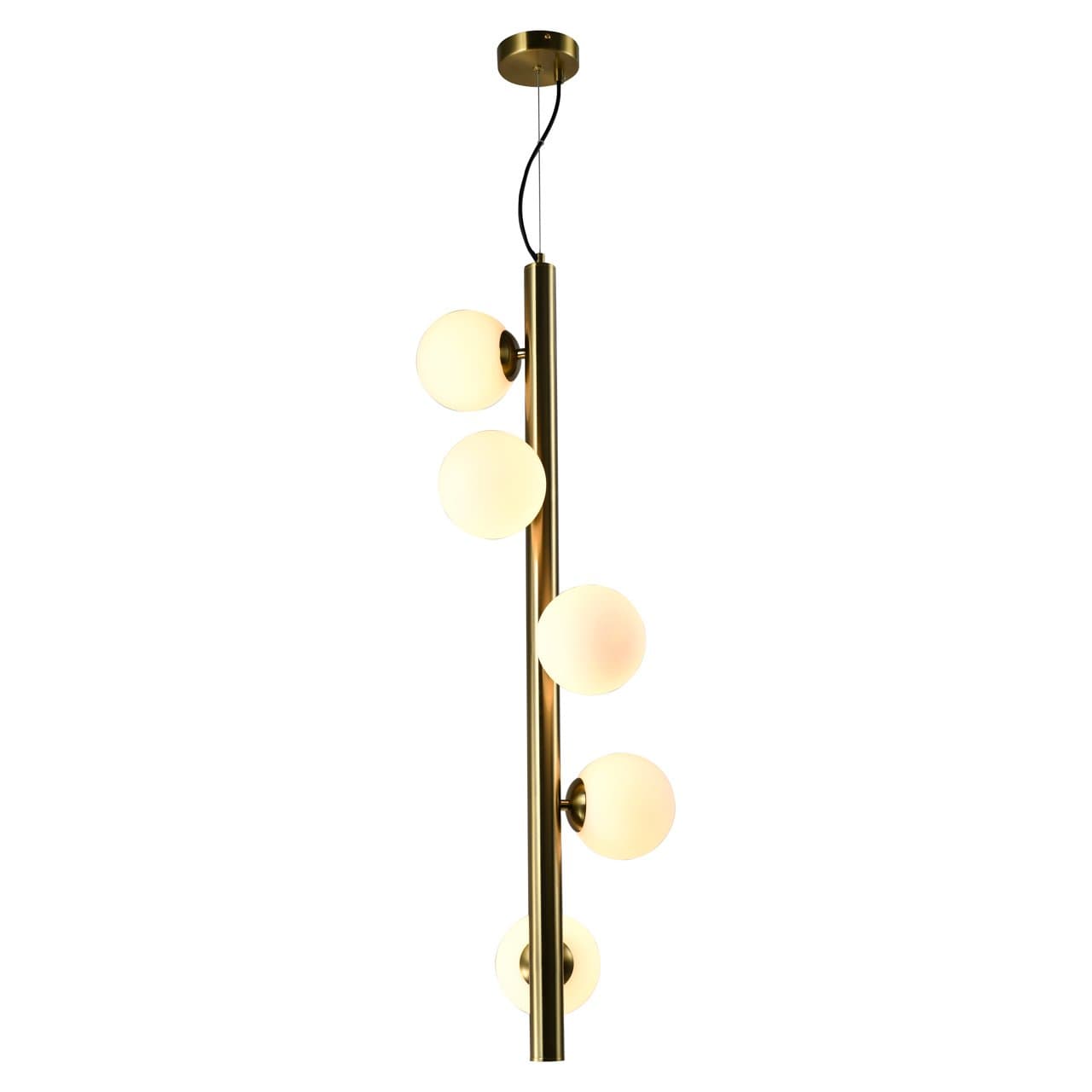Hanglamp Elorie brass antique met 5 glazen bollen