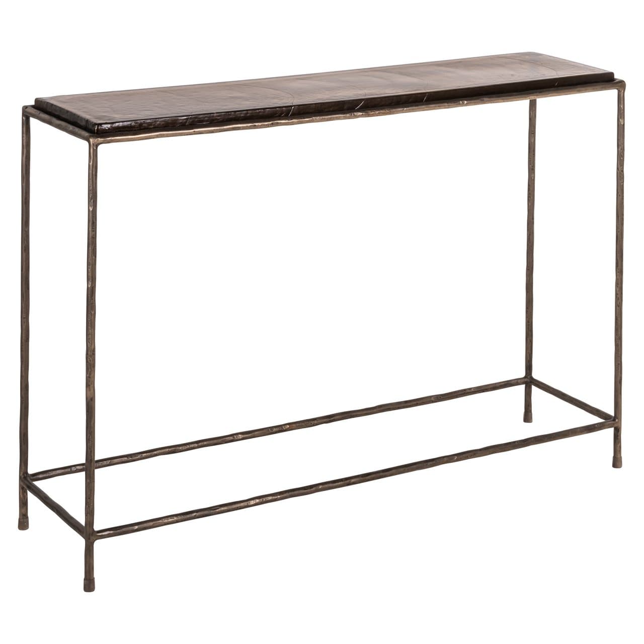 Console tafel Villano bronze met glazen blad 110 cm