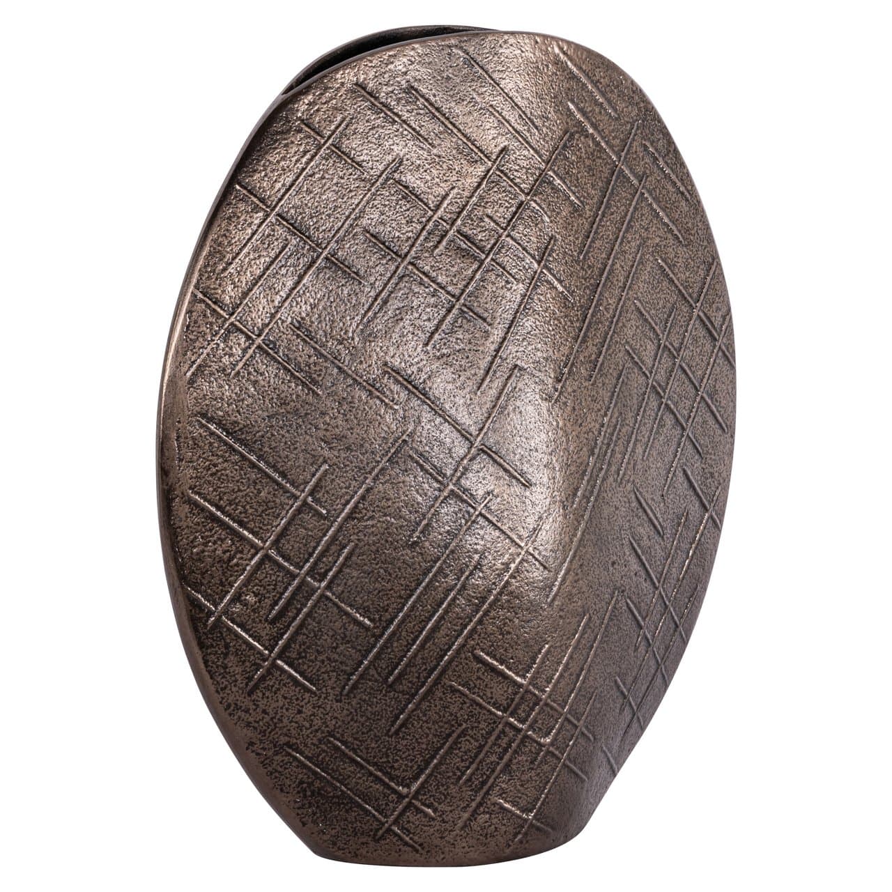 Vaas Olivra aluminium bronze L – ovale decoratieve vaas