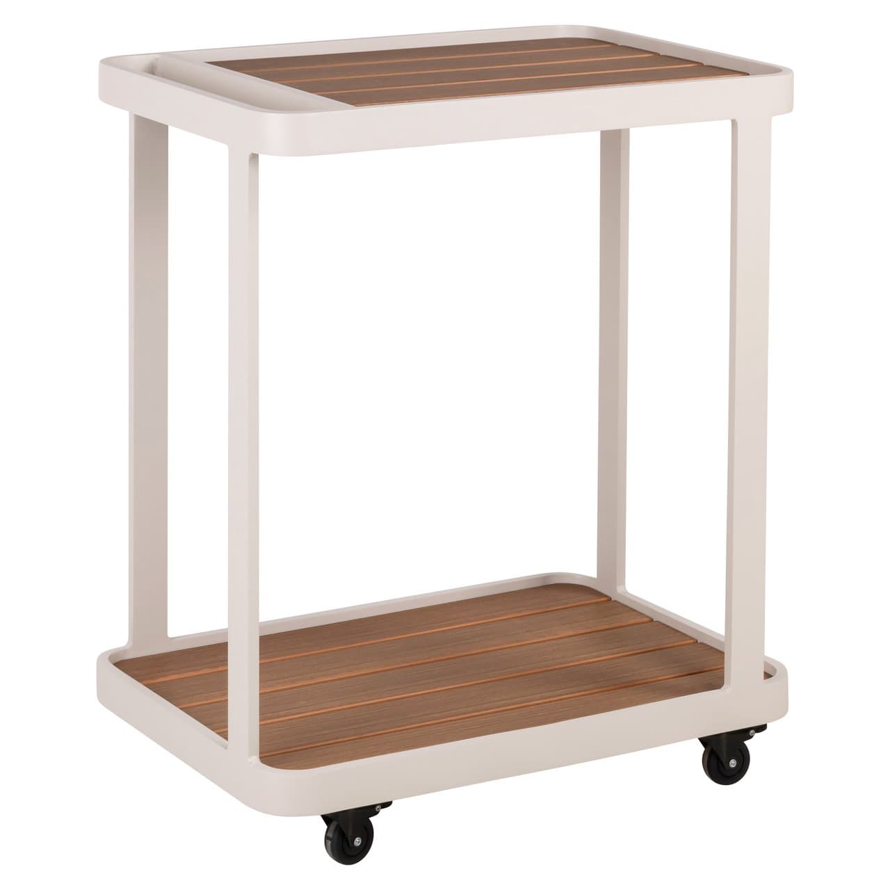 Buiten trolley Spritz beige aluminium met polywood blad 72 cm