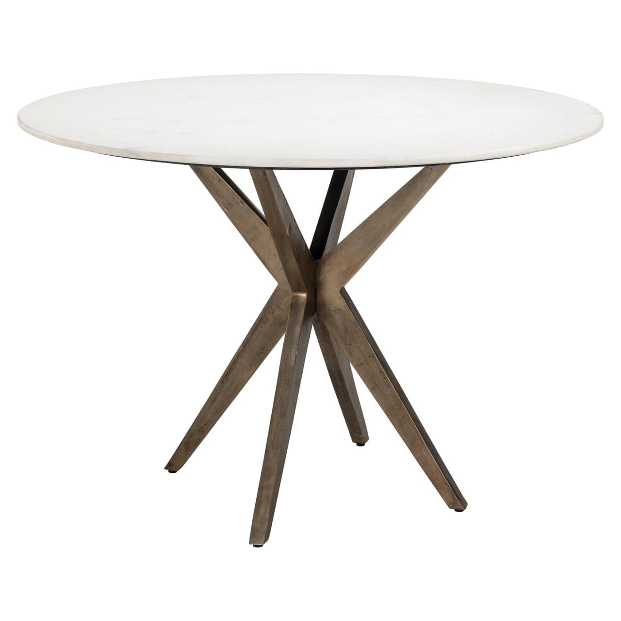 Eettafel Maisy rond wit marmer met aluminium onderstel 114 cm