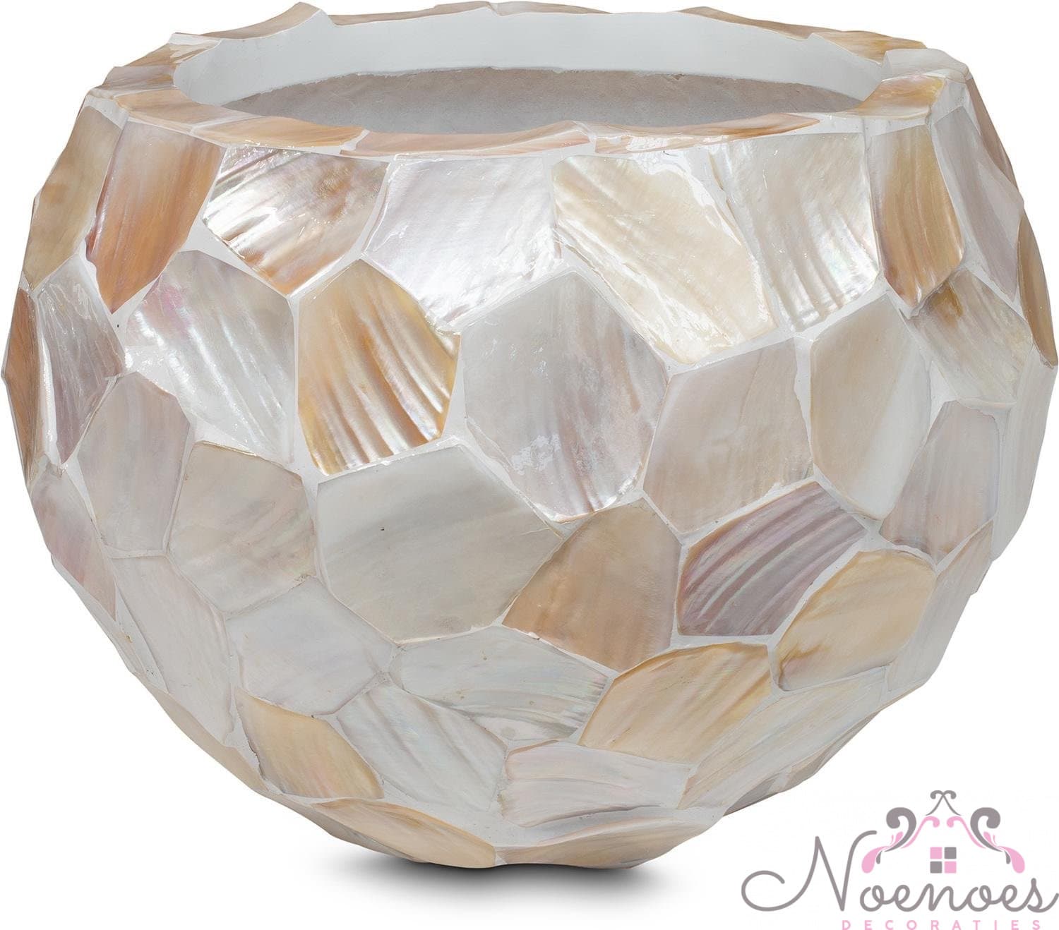 Schelpenvaas bowl parelmoer crème 36 x 25 cm