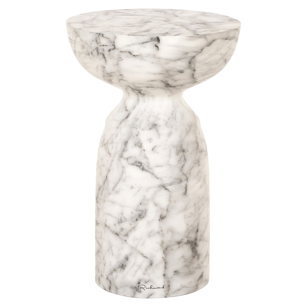 Bijzettafel Kita white marmer-look rond 34x51 cm