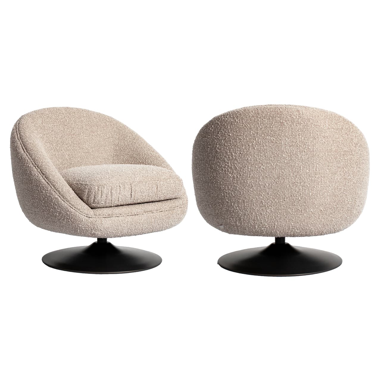 Lounge stoel Nodo draaibaar bouclé natural chunky 83 cm