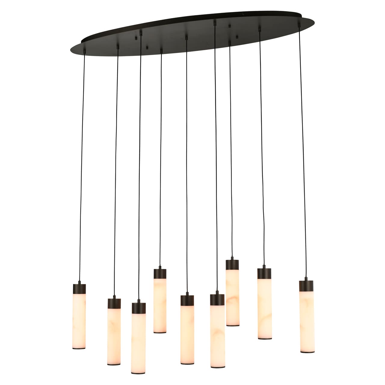 Hanglamp Chavine bronze met 9 hangende cilinders 120x200 cm