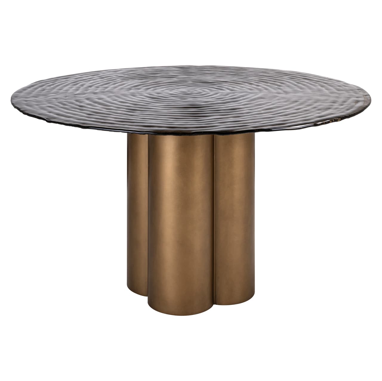 Eettafel Glastonburry rond 135 cm glas en goud antiek