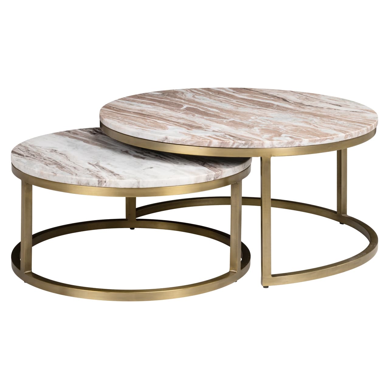 Salontafel set van 2 rond Toronto marmer blush beige 85 cm
