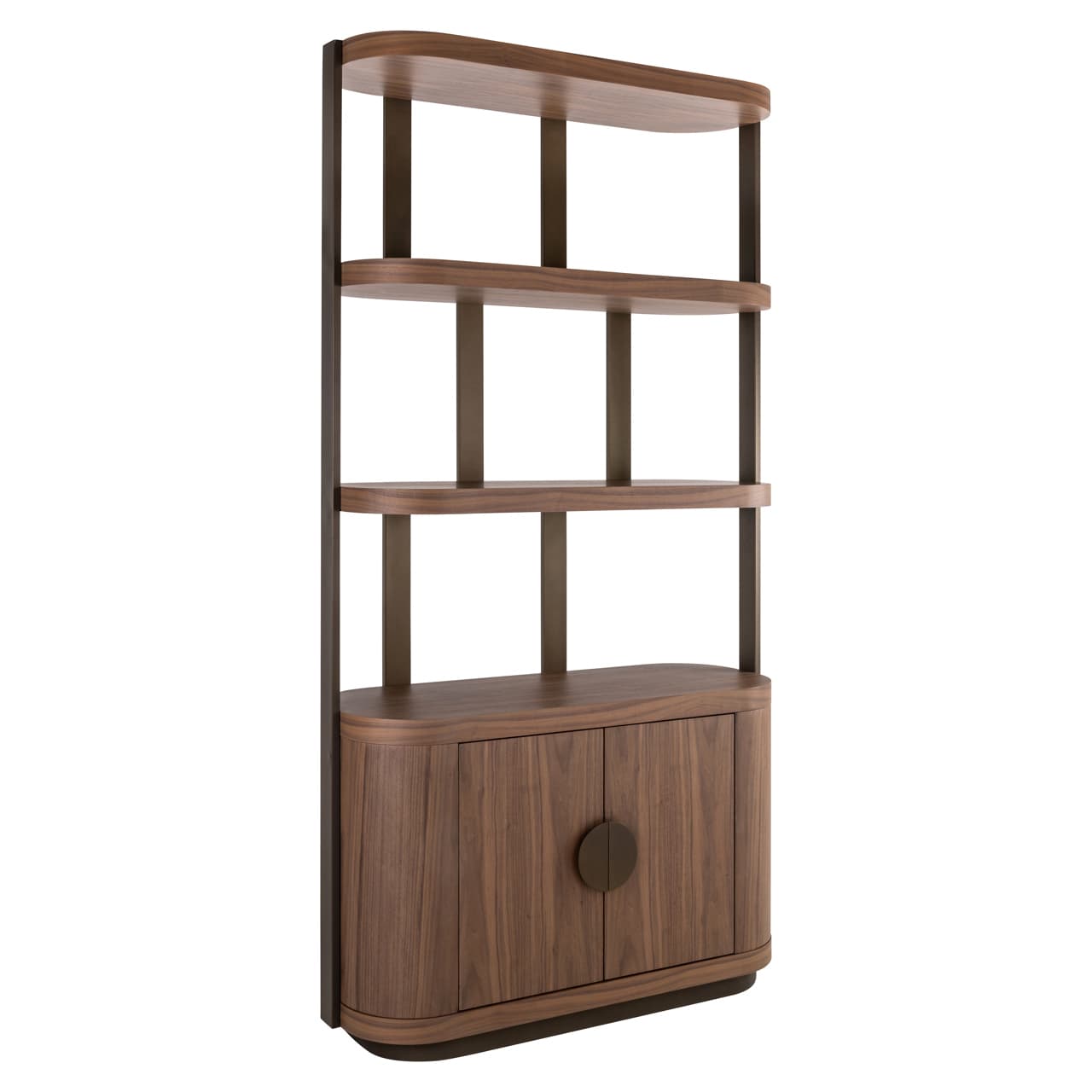 Wandkast Windsor walnut met 4 planken en kast 225 cm