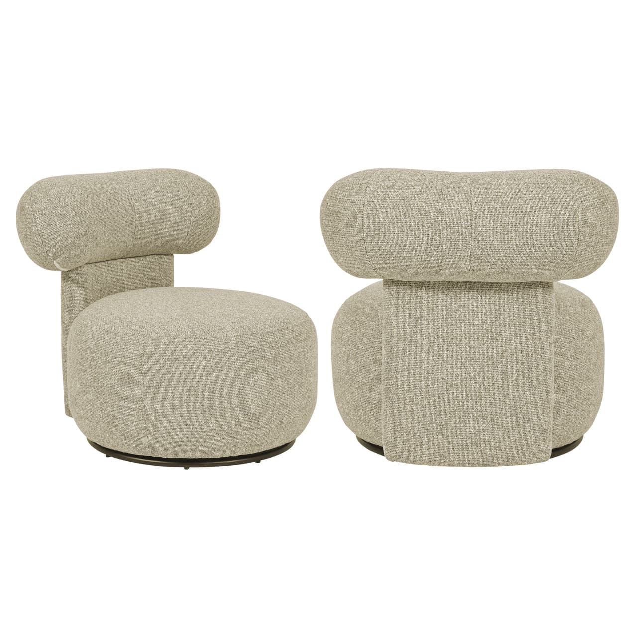Lounge stoel Kaya met draaifunctie, beige bouclé 68x72x75 cm