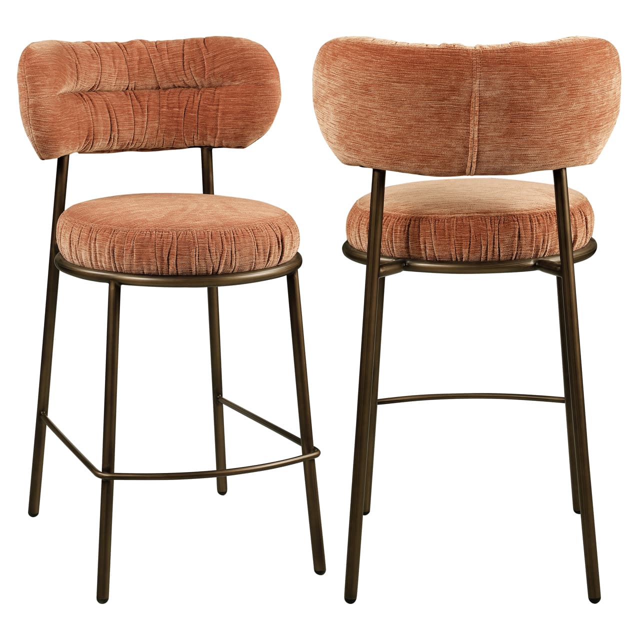 Counterstoel Encanto mocha mousse stof met bronzen frame 94 cm