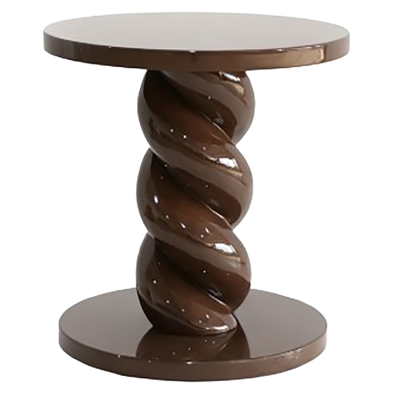 Bijzettafel Coco chestnut met gedraaide voet 50x45 cm