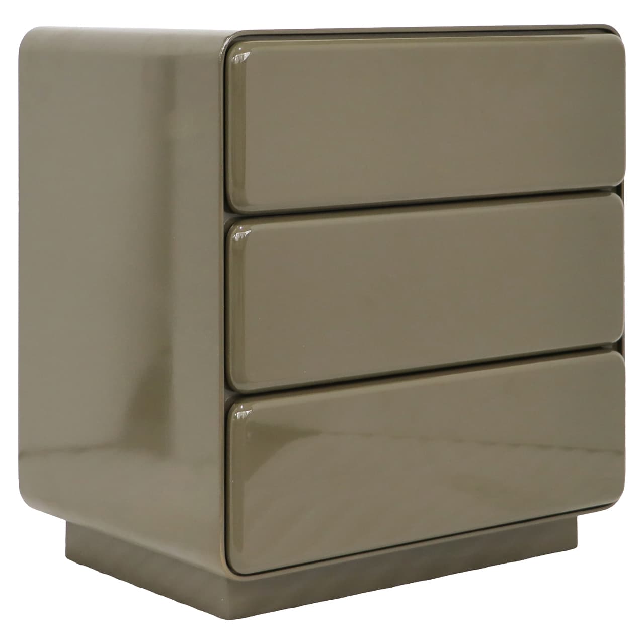 Nachtkastje Demy clay green met 3 lades, MDF hoogglans 60 cm