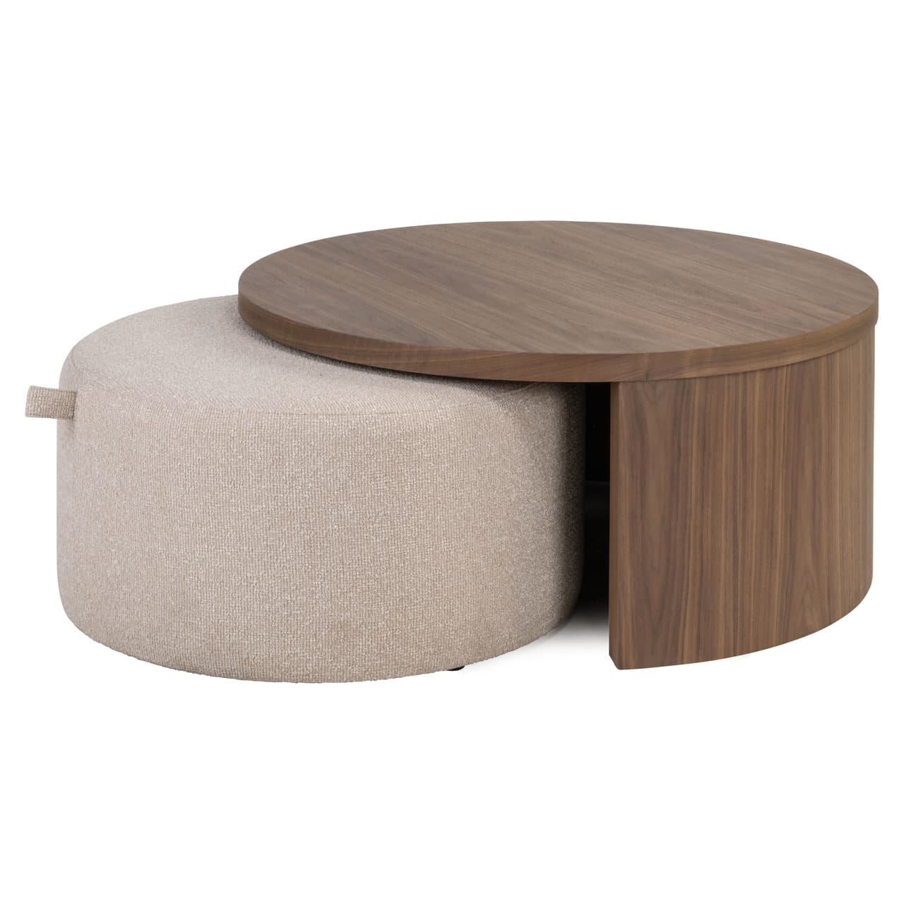 Salontafel Windsor set van 2 walnut fineer met poef 90 cm