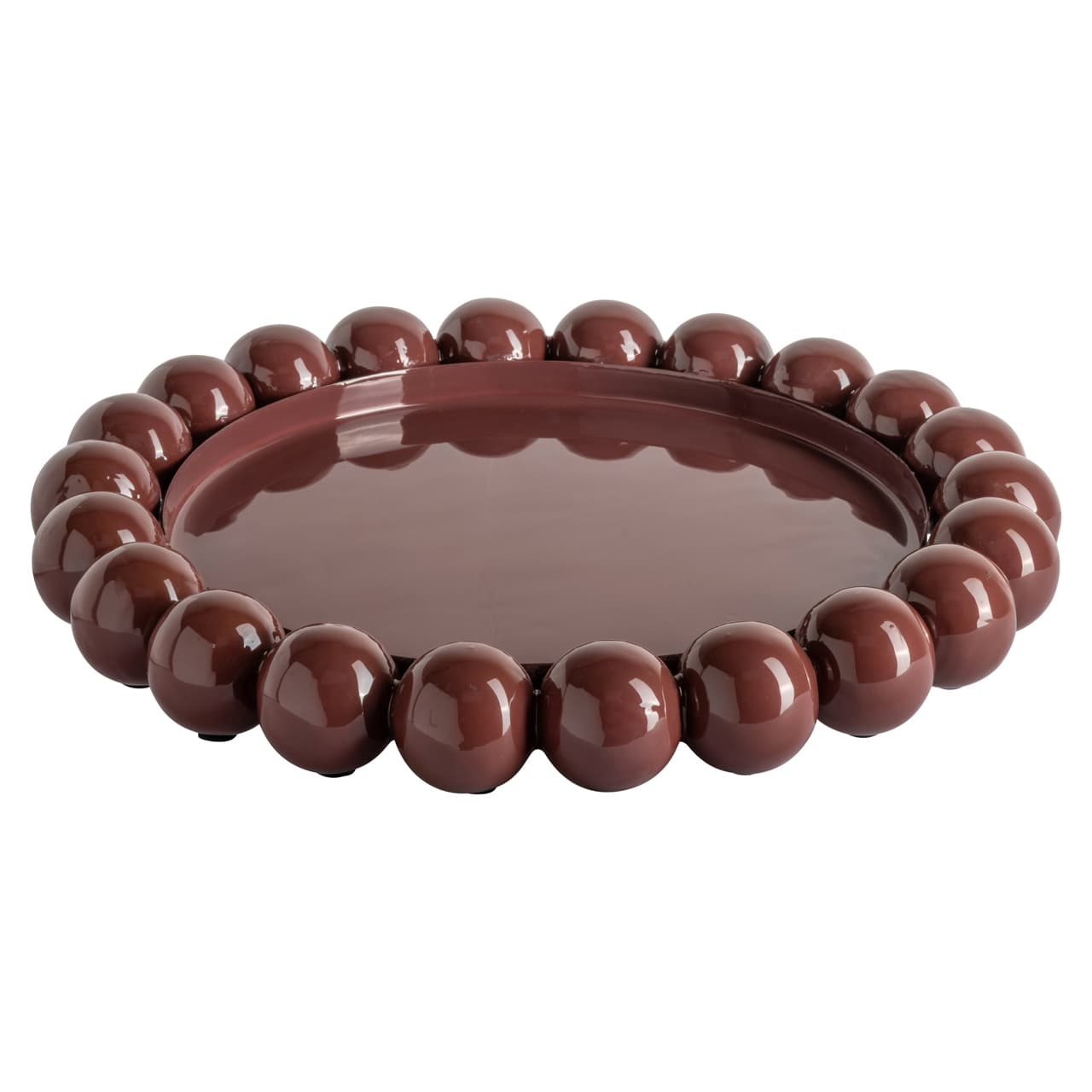 Dienblad Martha sable brown ijzer met bolrand 40 cm