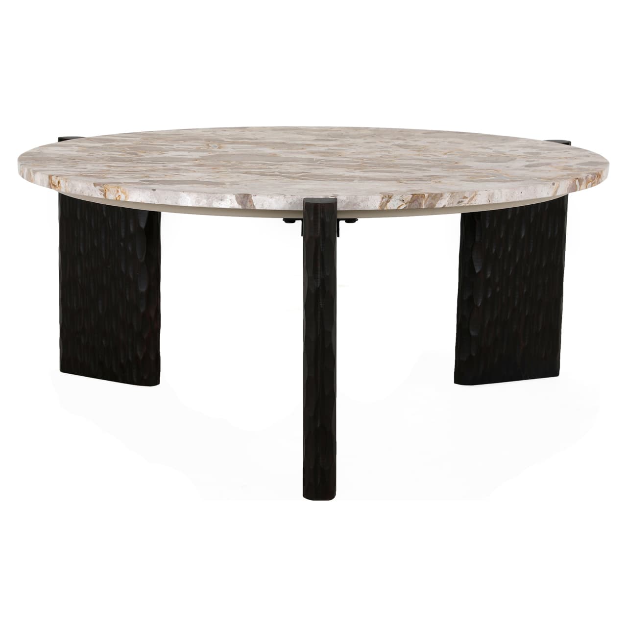 Salontafel Kato rond marmer naturel 97 cm - mango onderstel