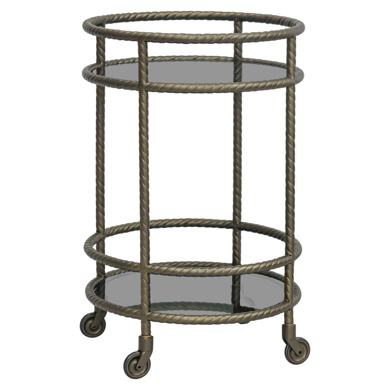 Trolley Macallan brass antique met 2 glazen etages op wielen