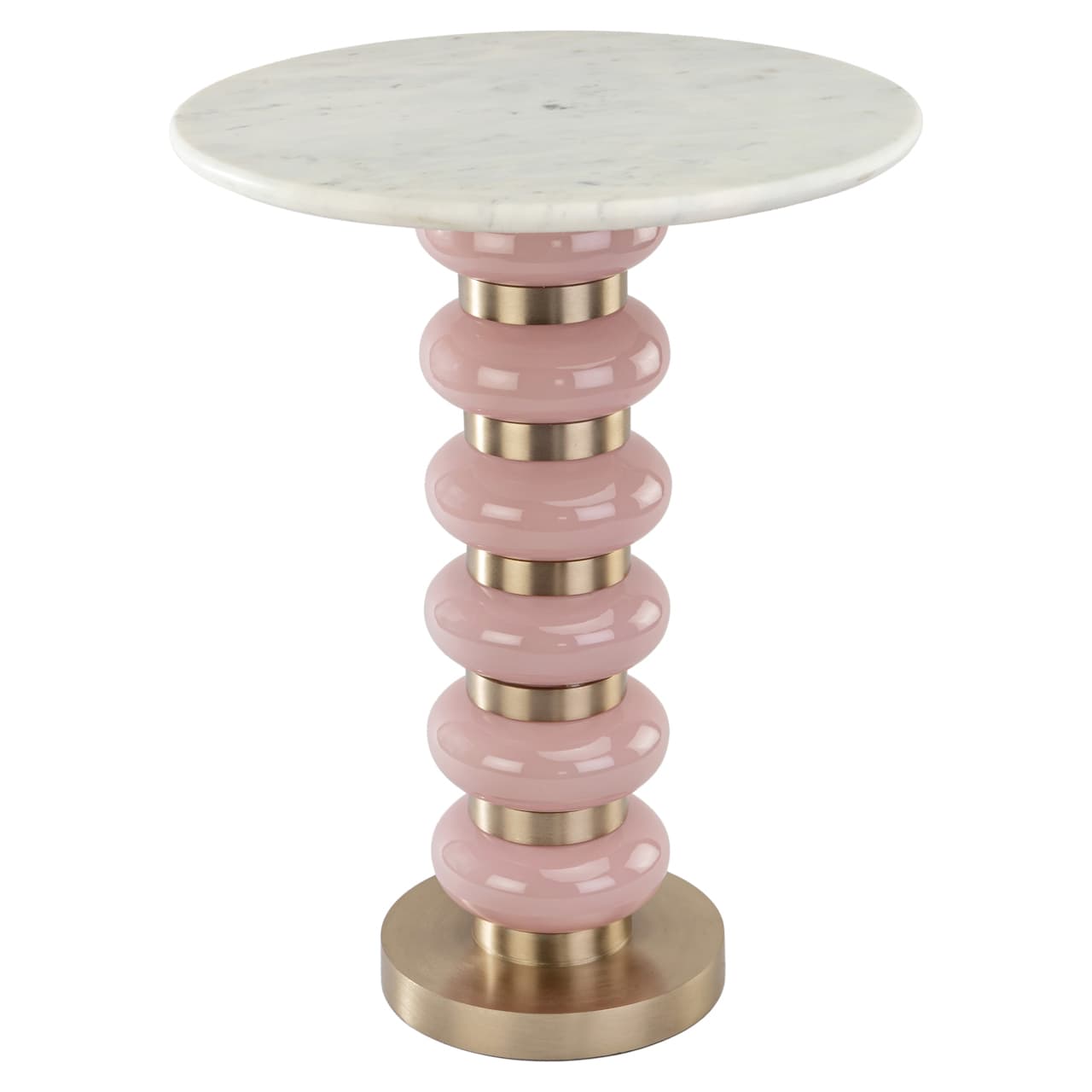 Bijzettafel Villeray pink marmer rond 40 cm