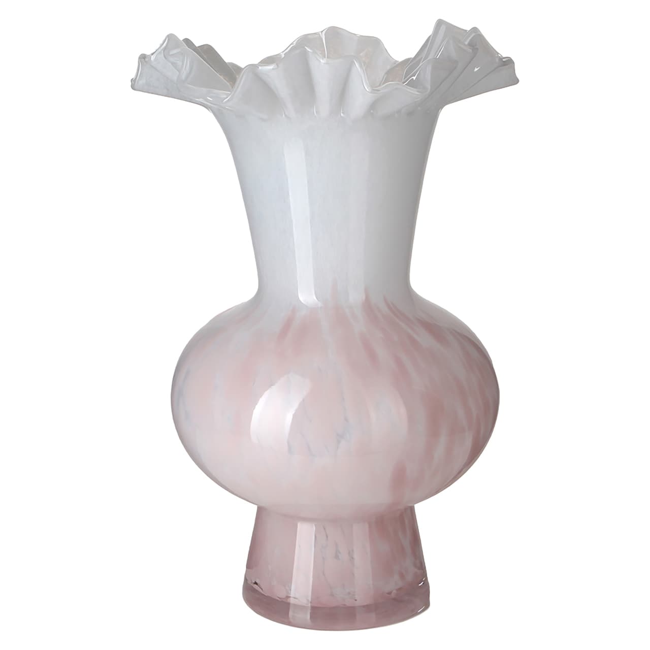 Vaas Vola roze glas met golvende rand 44 cm