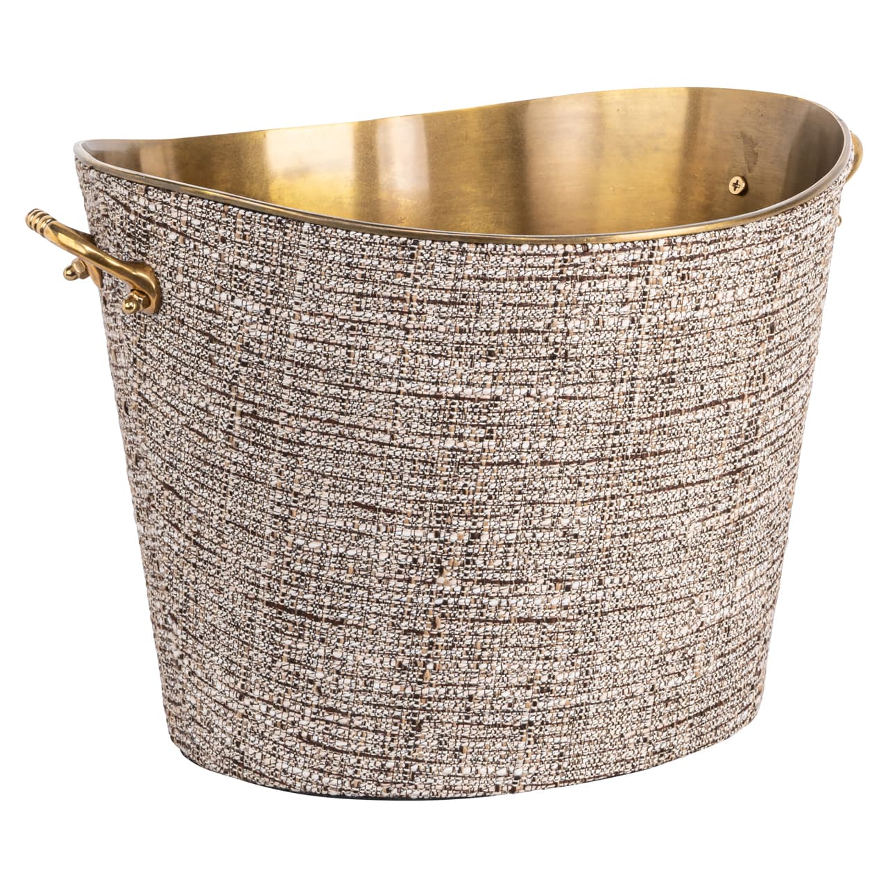 Champagne cooler Brady beige staal met brass antique interieur