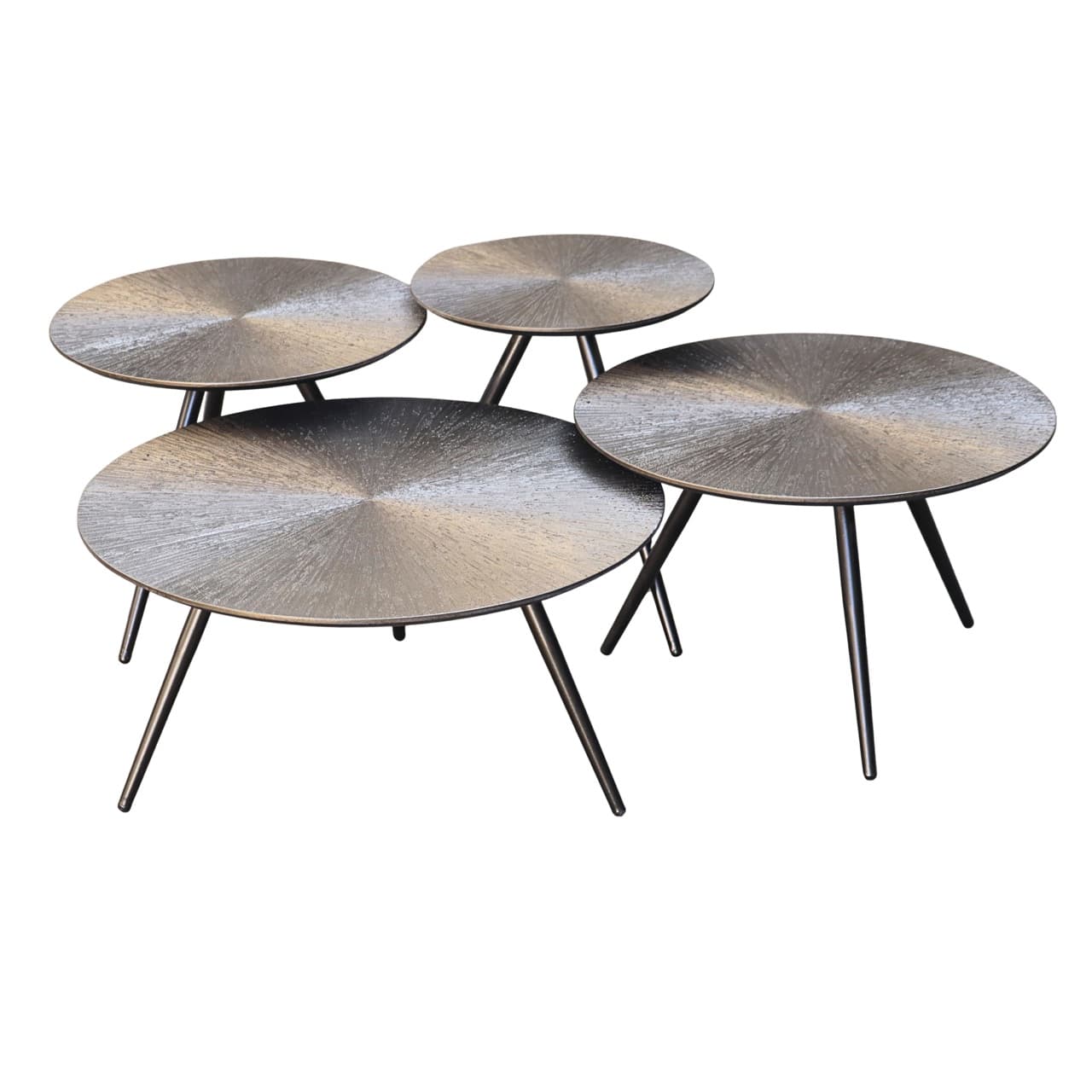 Salontafel set van 4 ronde tafels Quadra brunzae MDF metaal