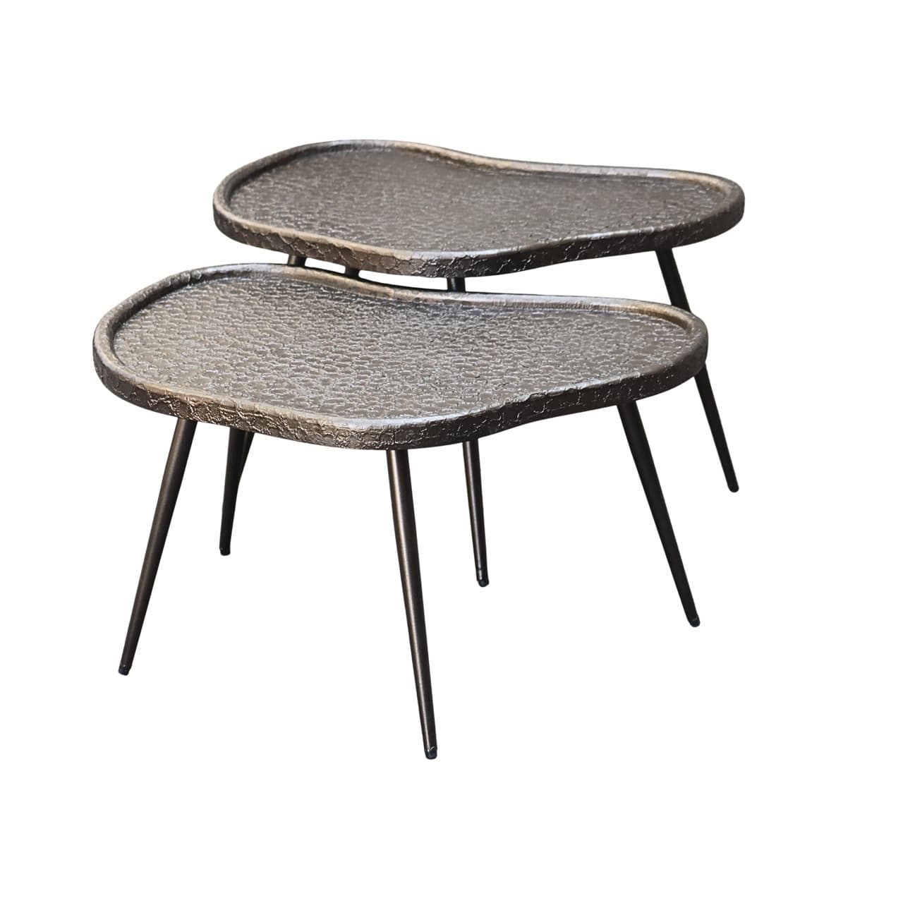 Salontafel Bean set van 2 bronzen tafels met metalen poten