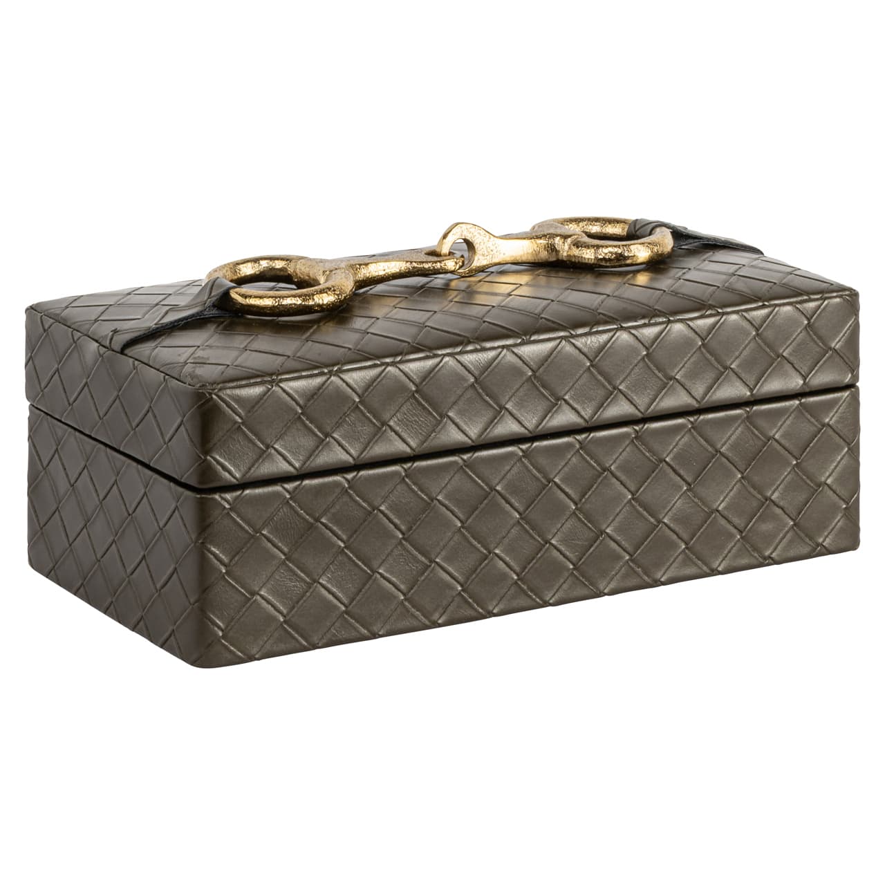 Opbergdoos olive gevlochten textuur met gouden bit-sluiting 20 cm