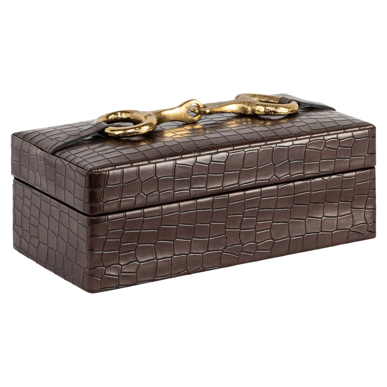Opbergdoos Rex dark brown met gouden bit-sluiting 20 cm