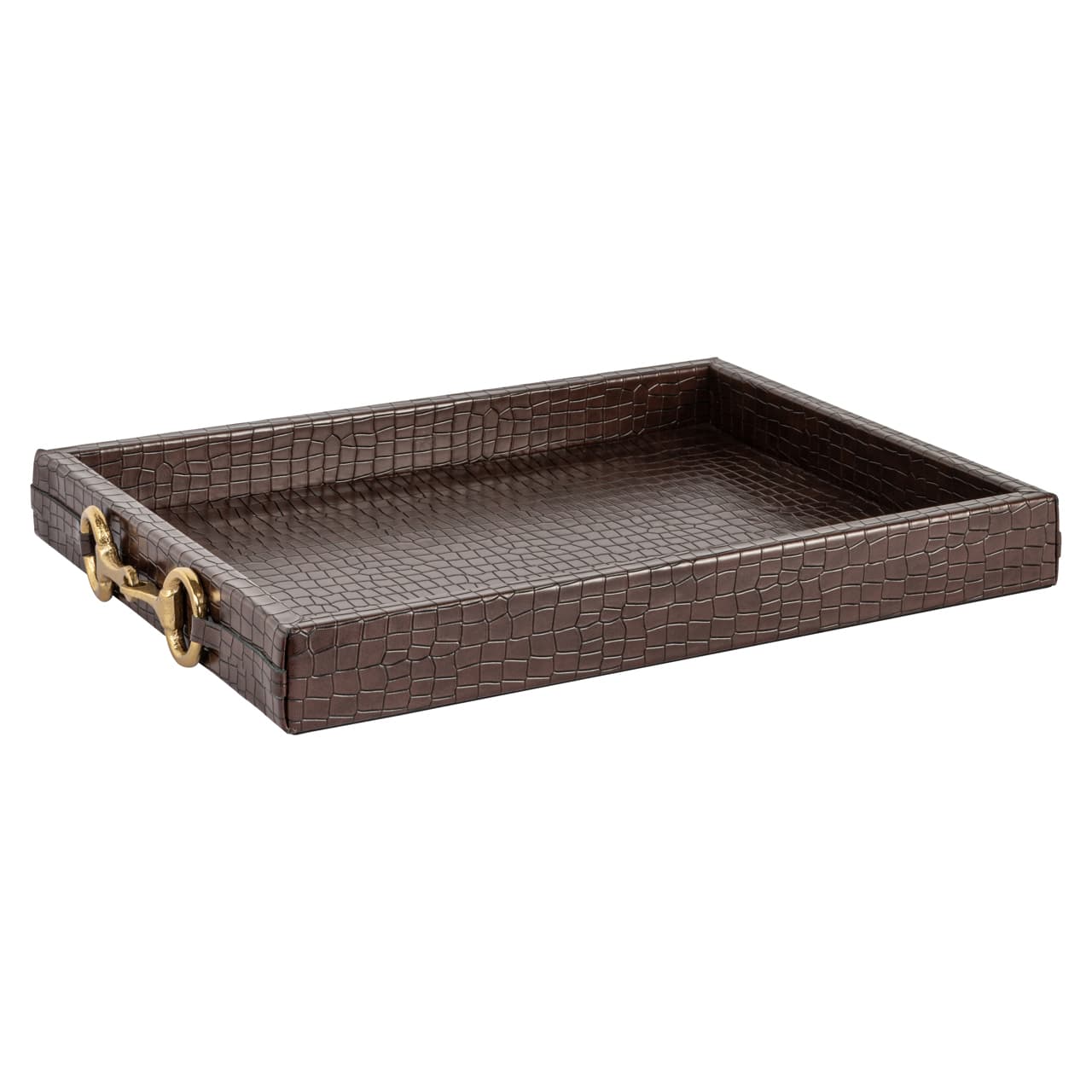 Dienblad Banks dark brown met gouden handgrepen 43 cm