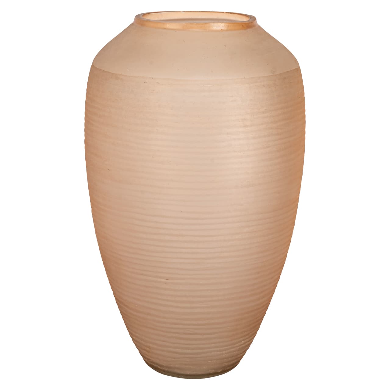 Vaas Vea roze glazen vaas met ribbeltextuur 31 cm