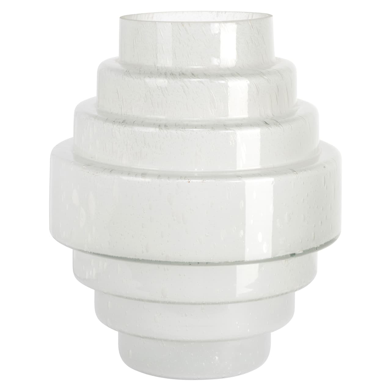 Vaas Samara wit glas met traps-vorm 31,5 cm