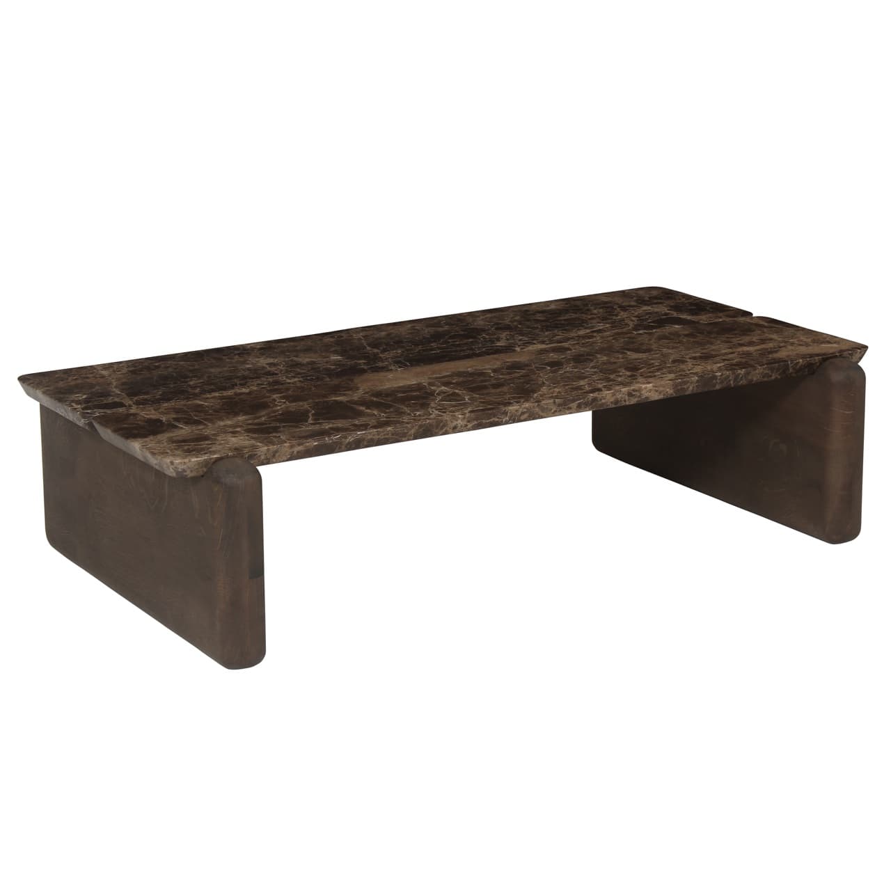 Salontafel Lagrasse dark brown marmer en eiken 120 cm