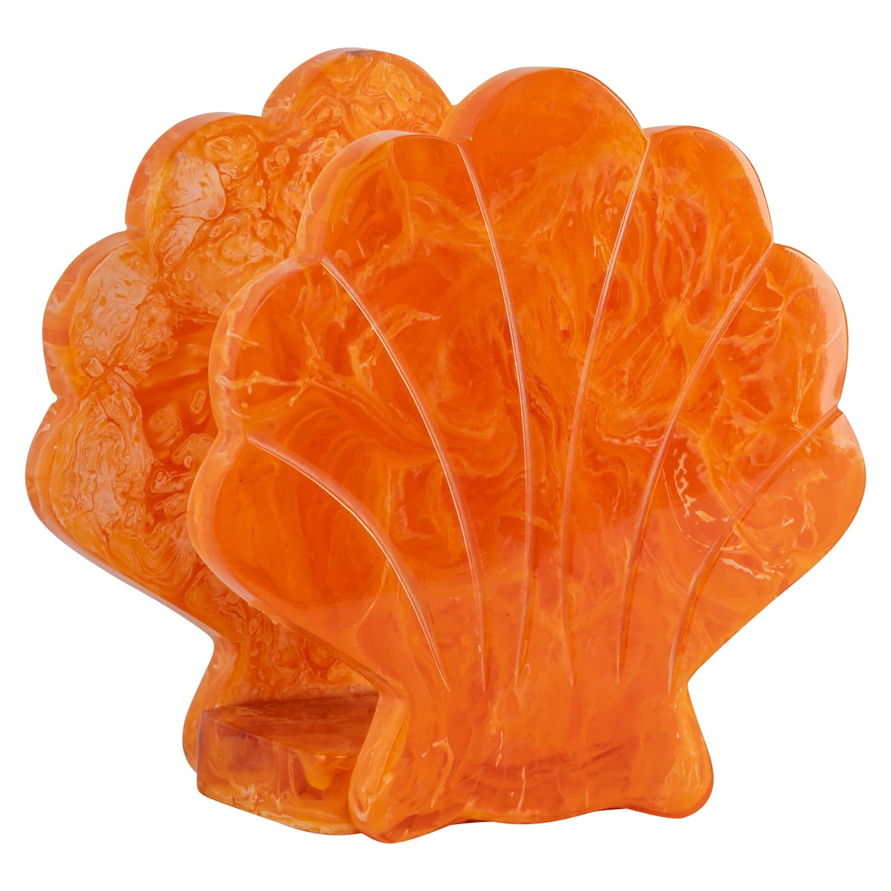 Shelly servethouder oranje resin schelp 12,5 cm
