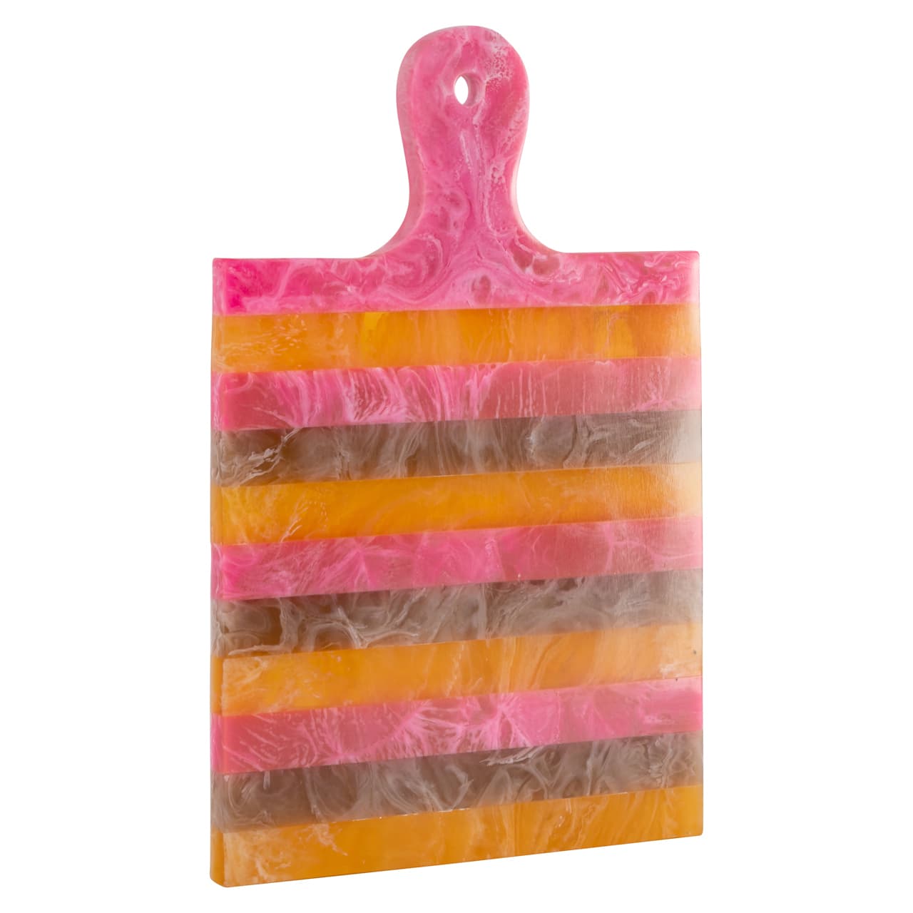 Dienblad resin gestreept roze oranje 20 cm - Cindy small