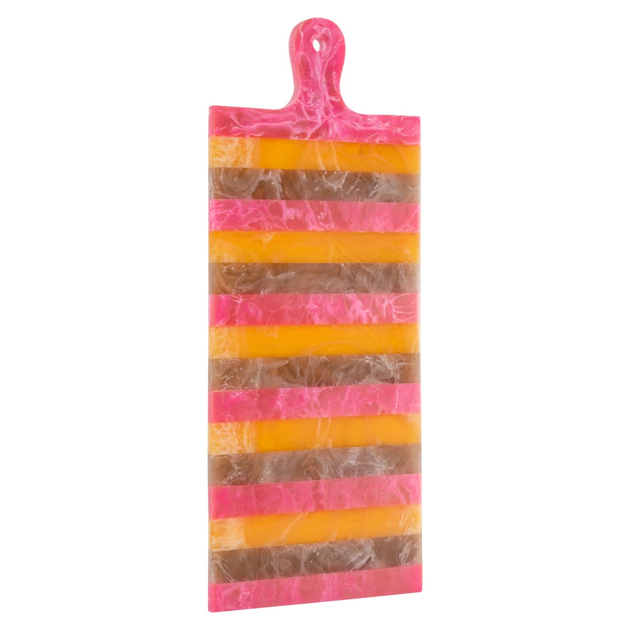 Dienblad Cindy resin roze/oranje gestreept large (20 cm)