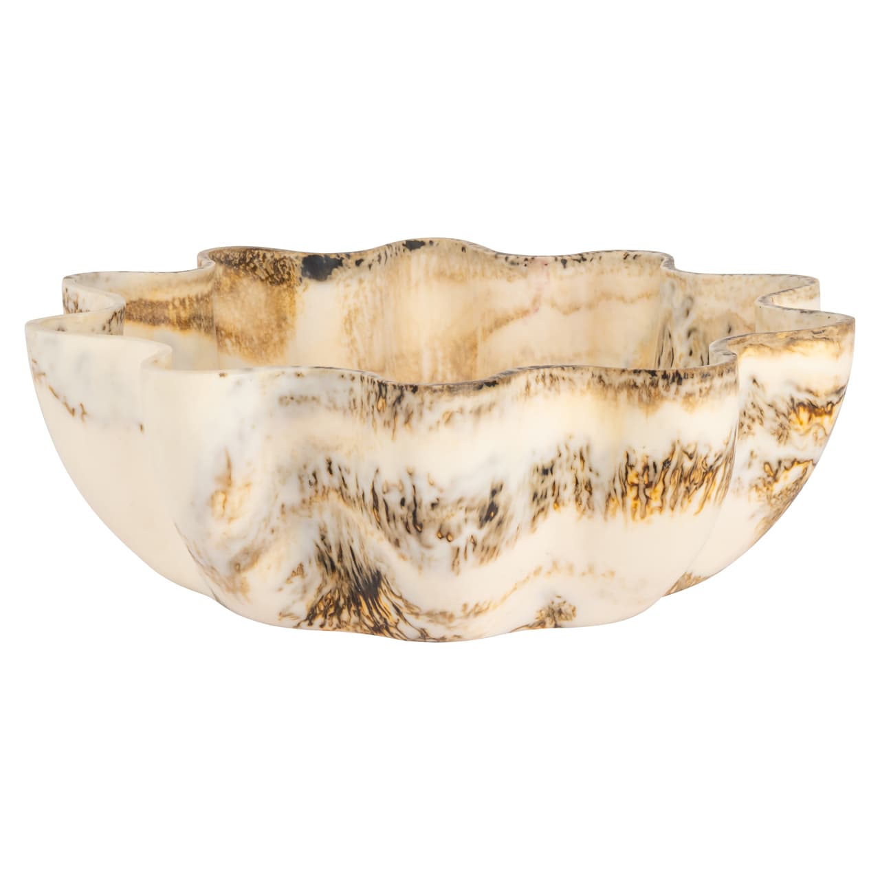 Schaal Lotus natural resin met golvende rand 36 cm