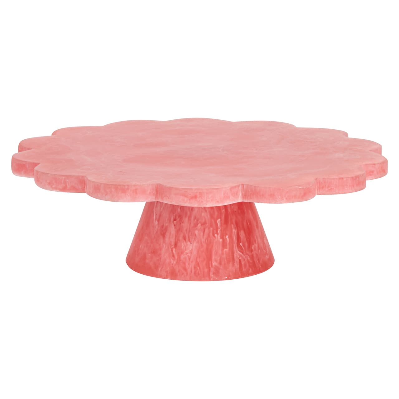Taartplateau Lone resin roze met bloemvorm 31 cm