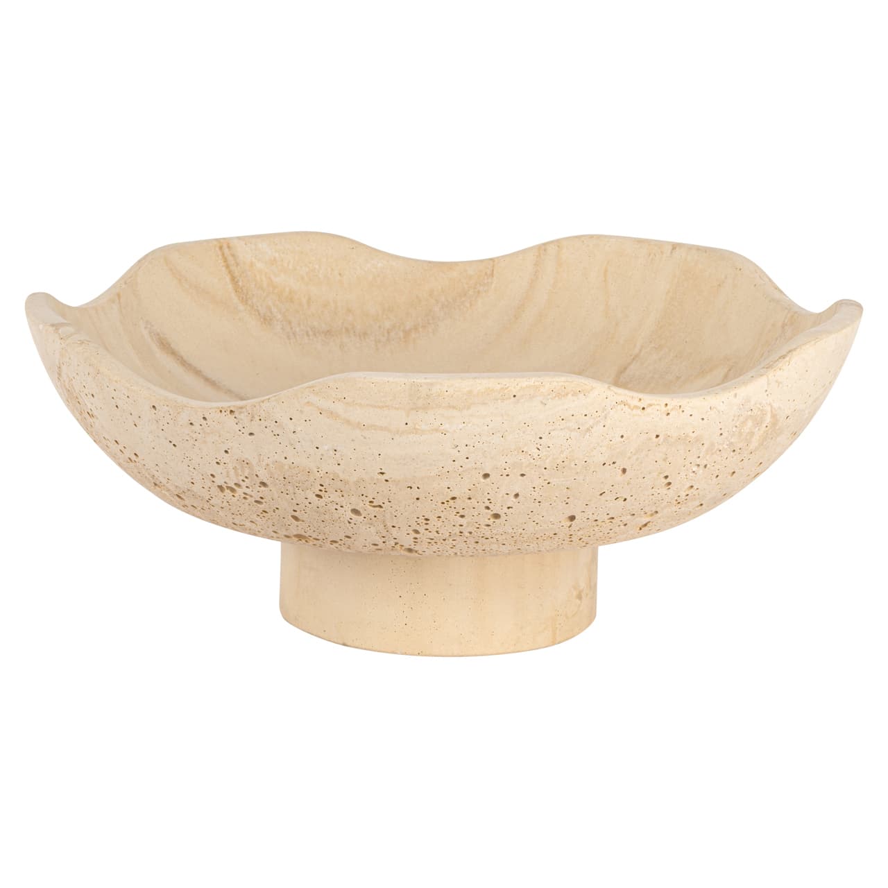 Schaal Meauve beige resin met golvende rand 34,5 cm