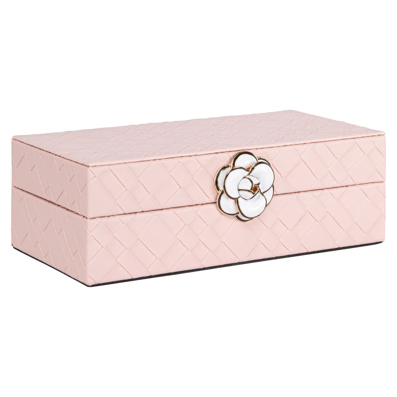 Opbergdoos Lotte pink small PU-leer met bloemenslot 23 cm