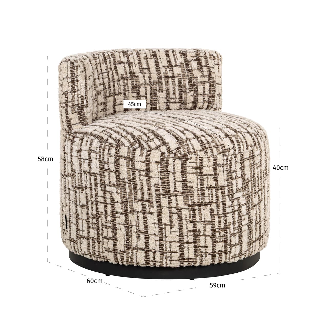 Loungestoel Franny brown labyrinth 59×58 cm