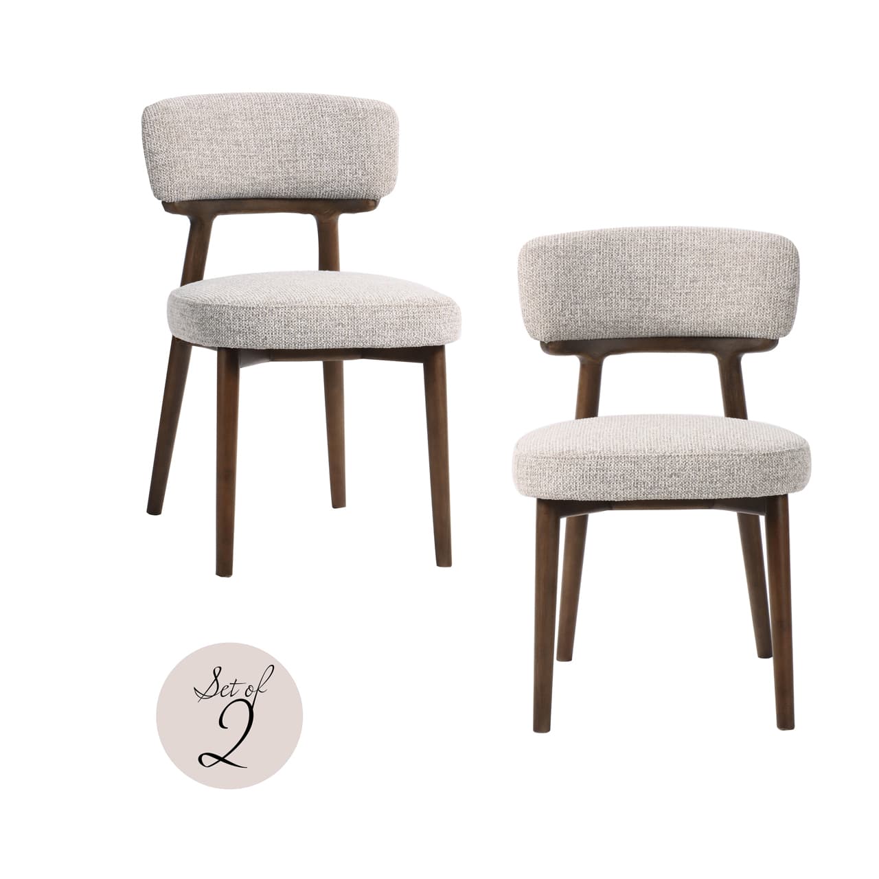 Eetkamerstoel Basker natural fancy set van 2, 47x47x76 cm
