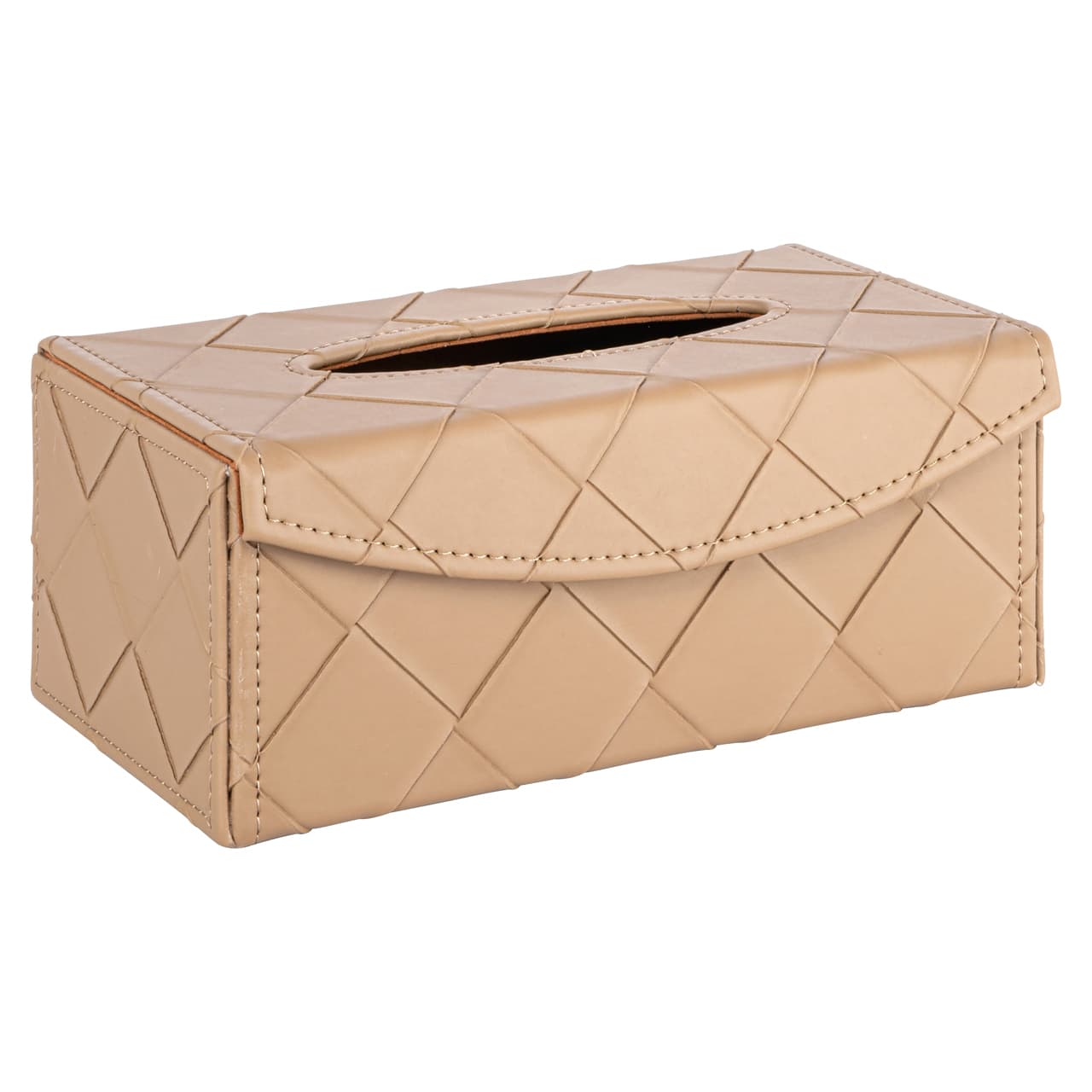 Tissue box Molly beige gevlochten PU leer 24x9,5 cm