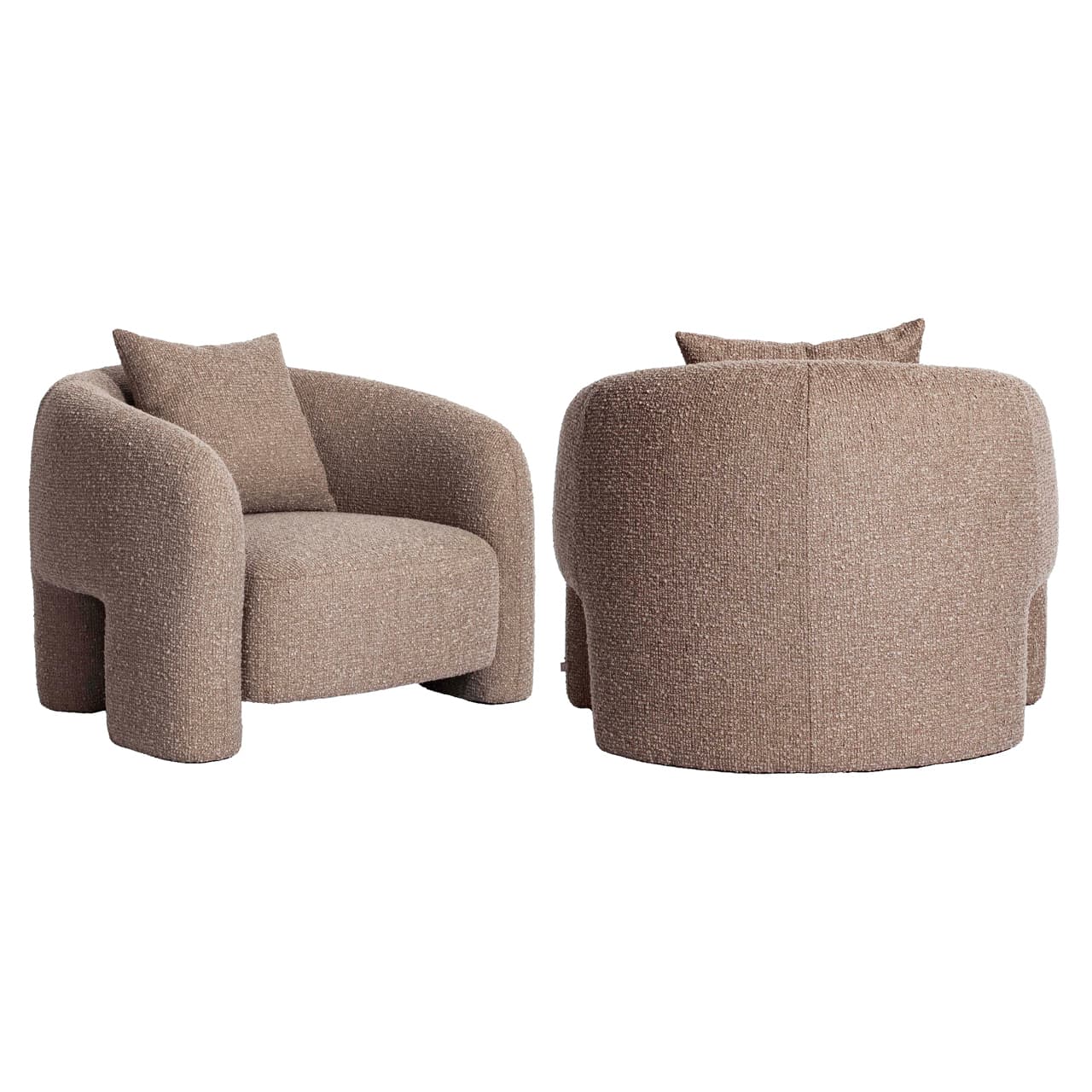 Lounge stoel Tuscany mocca boucle 100x74 cm met kussen