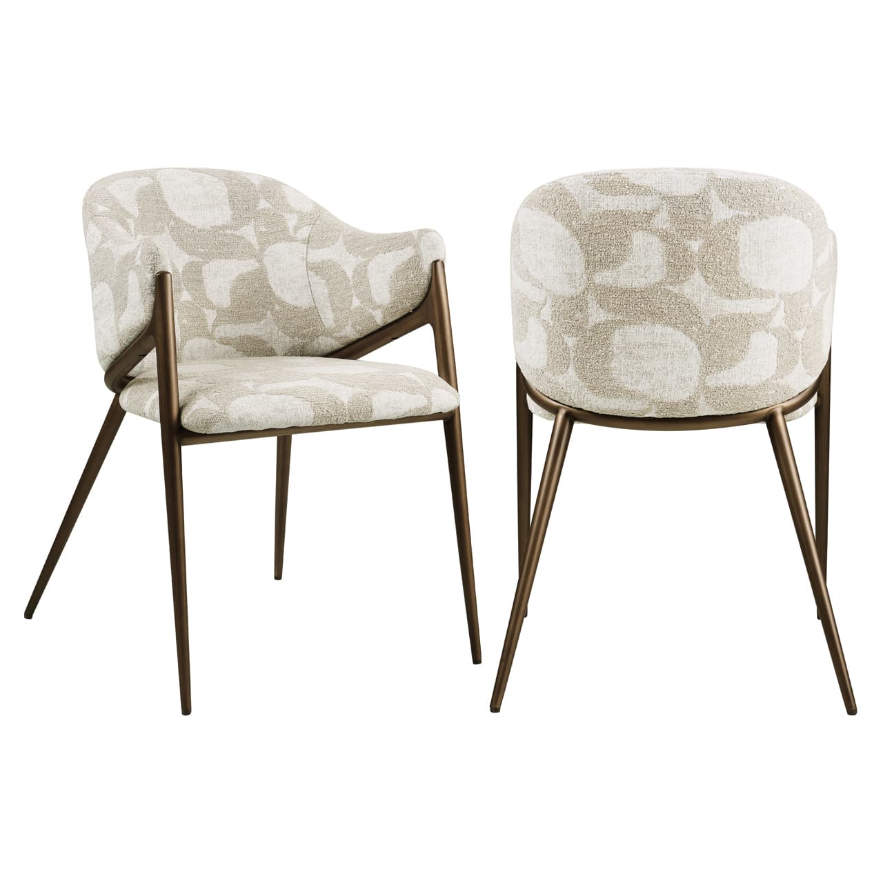Eetkamerstoel Gwen natural oasis met bronzen frame 79 cm