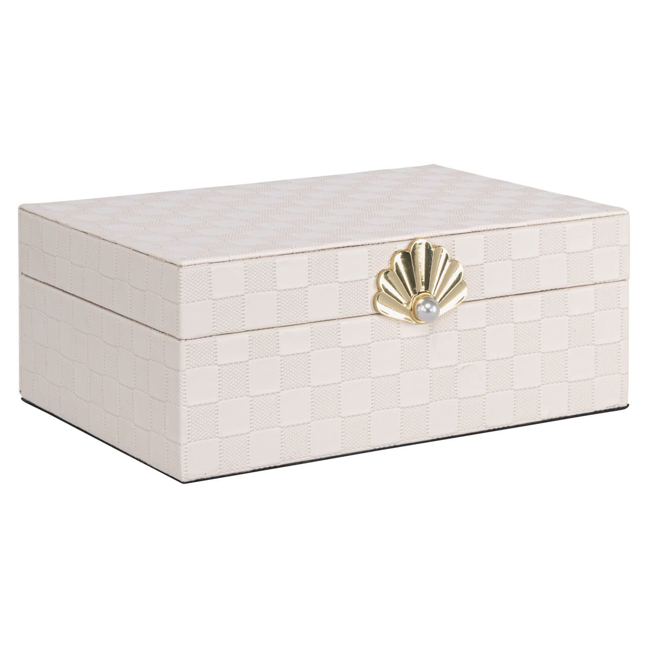 Opbergdoos ivory met gouden schelpsluiting 24,5 cm