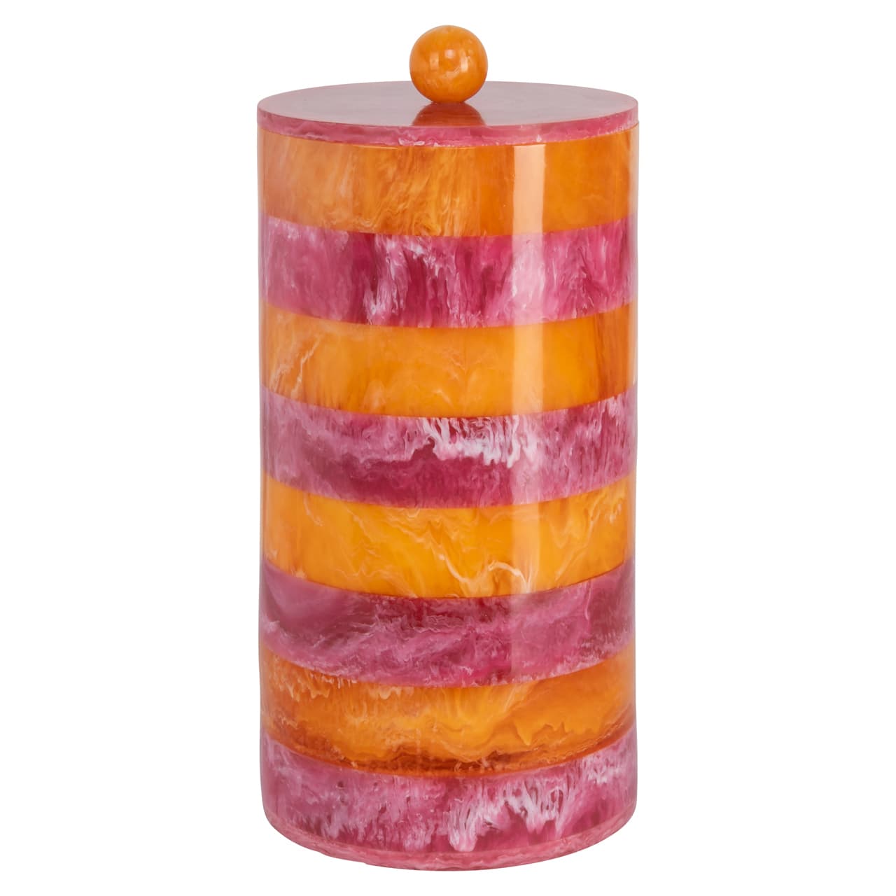Opbergpot Lilybelle roze-oranje resin met deksel 28 cm