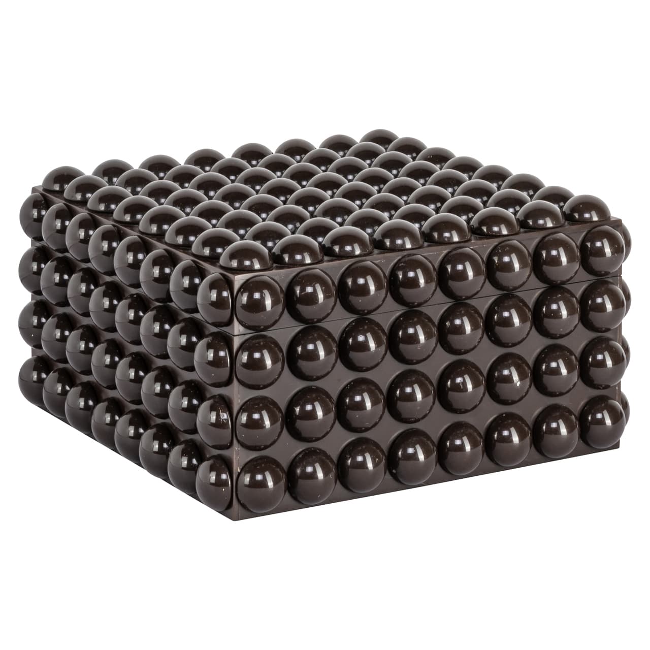 Opbergdoos dark brown met bobbel textuur, 22x22x11 cm
