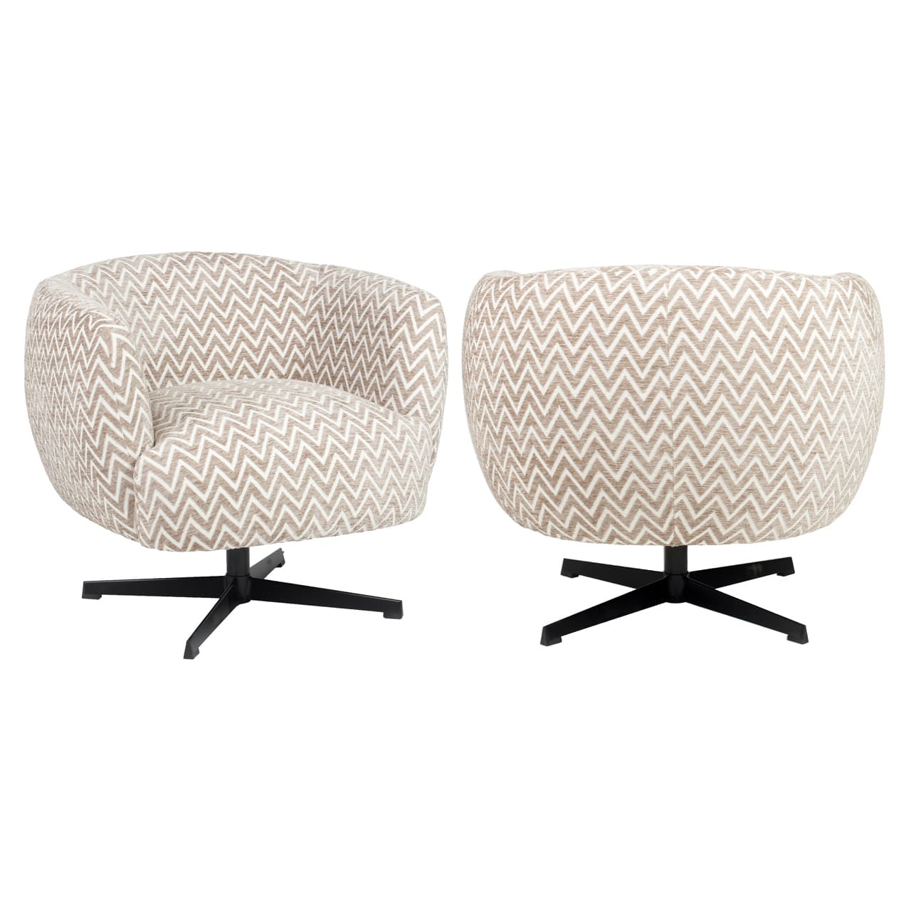 Lounge stoel Estelle sand chevron met draaifunctie 75,5 cm